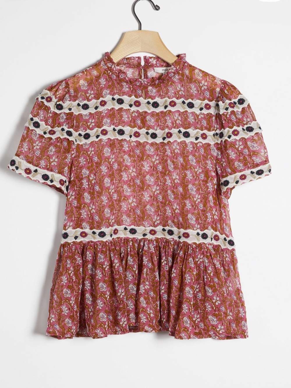 Anthropologie Othilia Lydie Embroidered Blouse in Terracotta